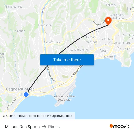 Maison Des Sports to Rimiez map