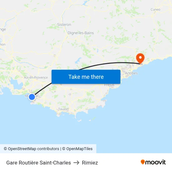 Gare Routière Saint-Charles to Rimiez map
