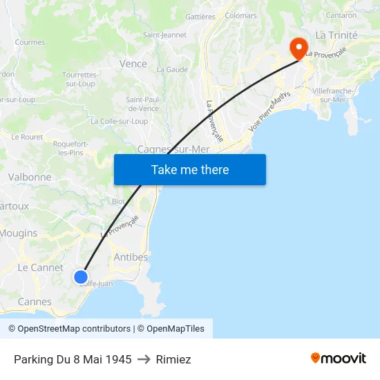 Parking Du 8 Mai 1945 to Rimiez map