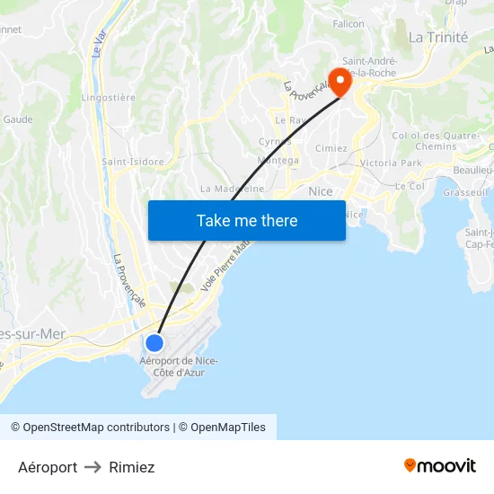 Aéroport to Rimiez map