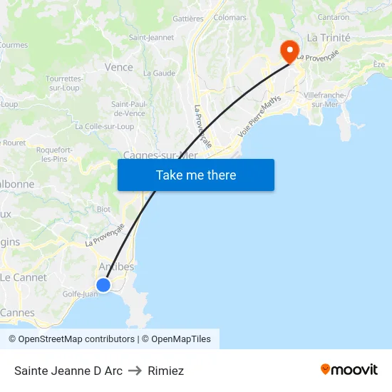 Sainte Jeanne D Arc to Rimiez map
