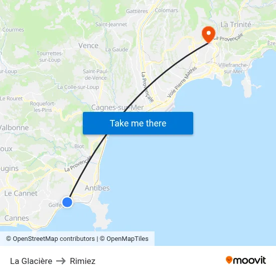 La Glacière to Rimiez map