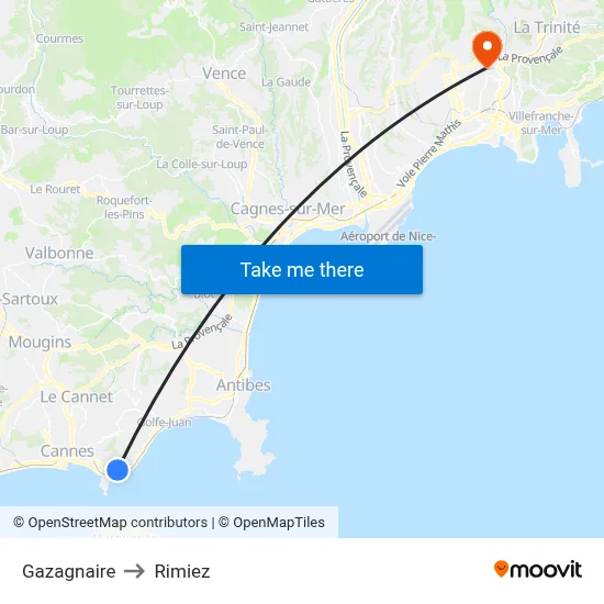 Gazagnaire to Rimiez map