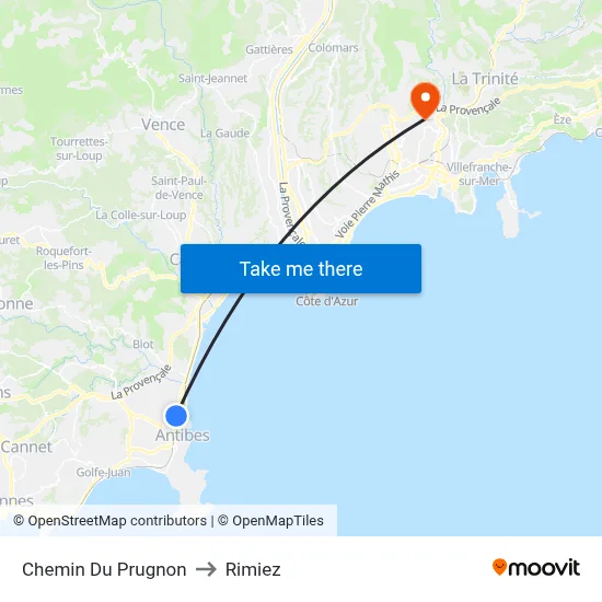 Chemin Du Prugnon to Rimiez map