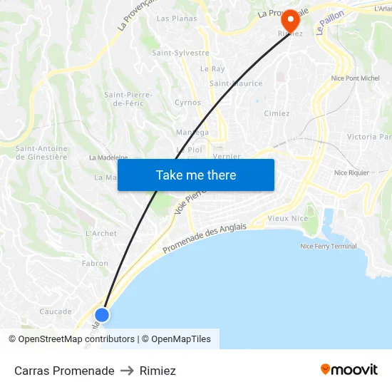 Carras Promenade to Rimiez map