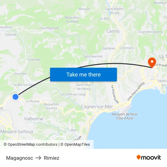 Magagnosc to Rimiez map