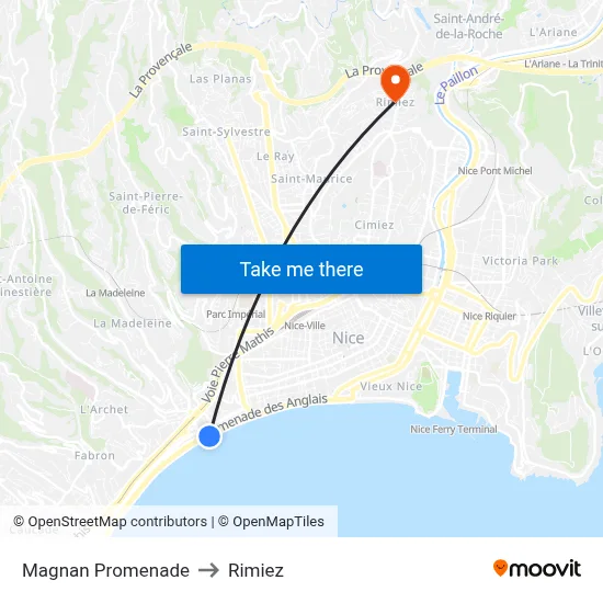 Magnan Promenade to Rimiez map