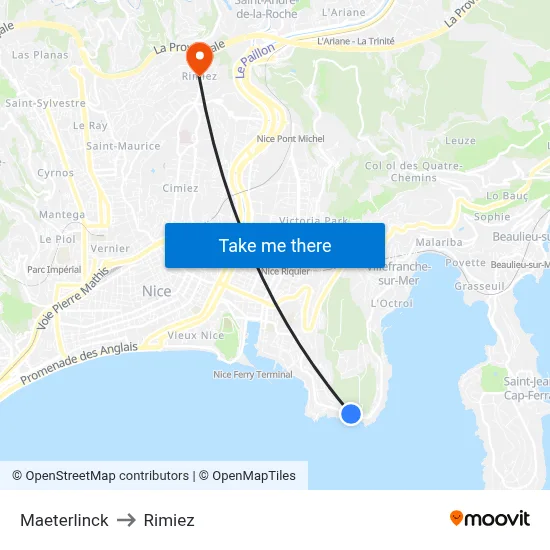 Maeterlinck to Rimiez map