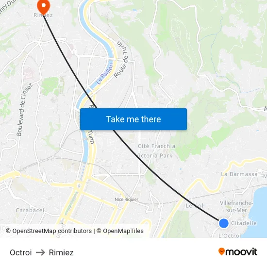 Octroi to Rimiez map