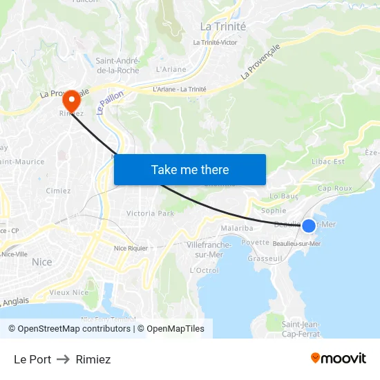 Le Port to Rimiez map