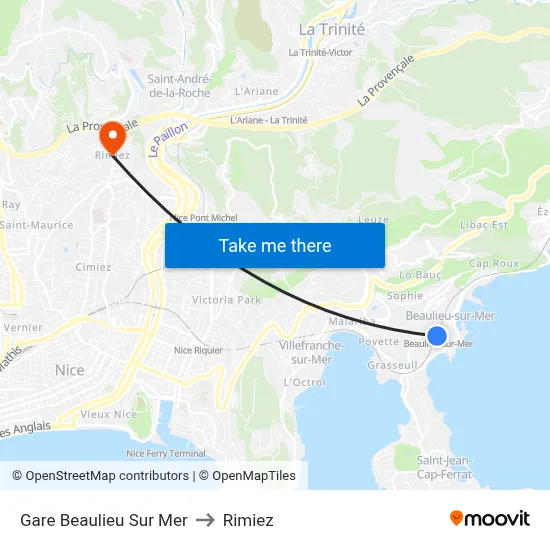 Gare Beaulieu Sur Mer to Rimiez map