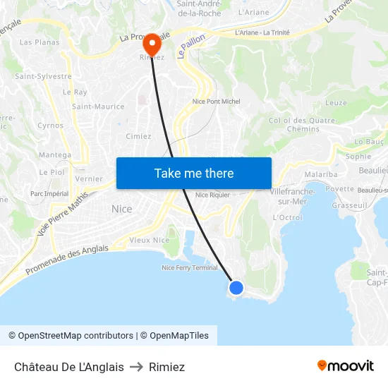 Château De L'Anglais to Rimiez map
