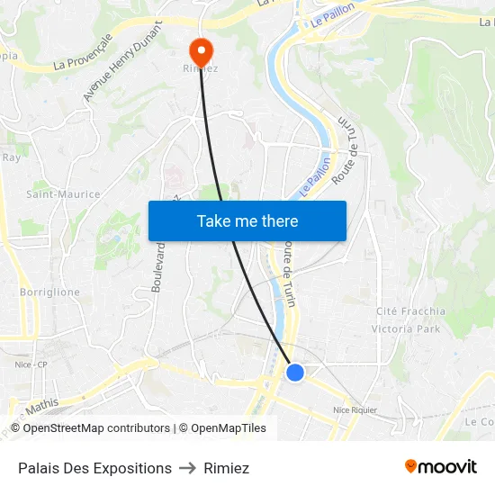 Palais Des Expositions to Rimiez map