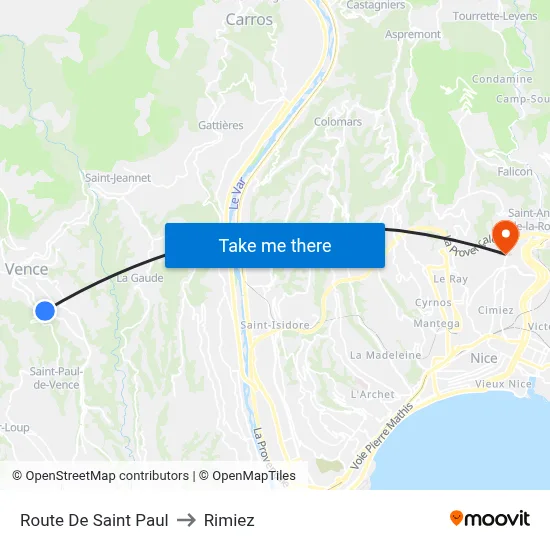 Route De Saint Paul to Rimiez map