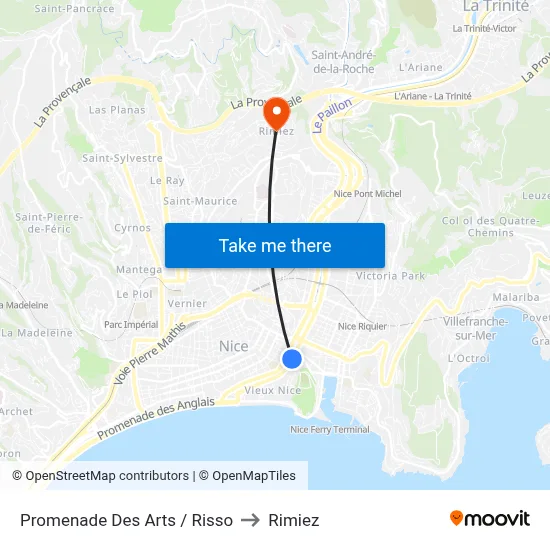 Promenade Des Arts / Risso to Rimiez map