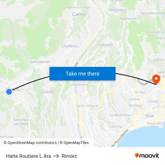 Halte Routiere L Ara to Rimiez map