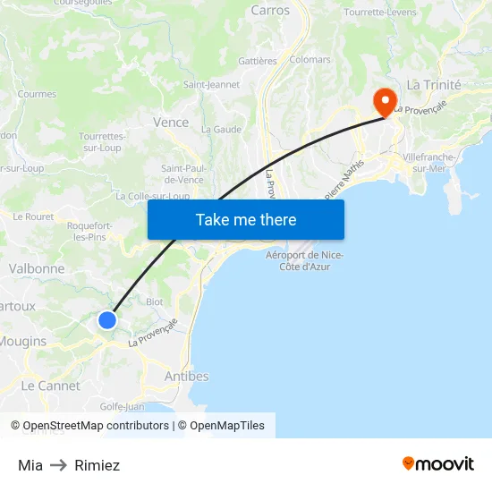 Mia to Rimiez map