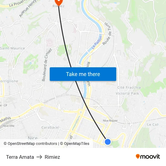Terra Amata to Rimiez map