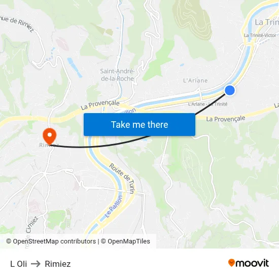 L Oli to Rimiez map