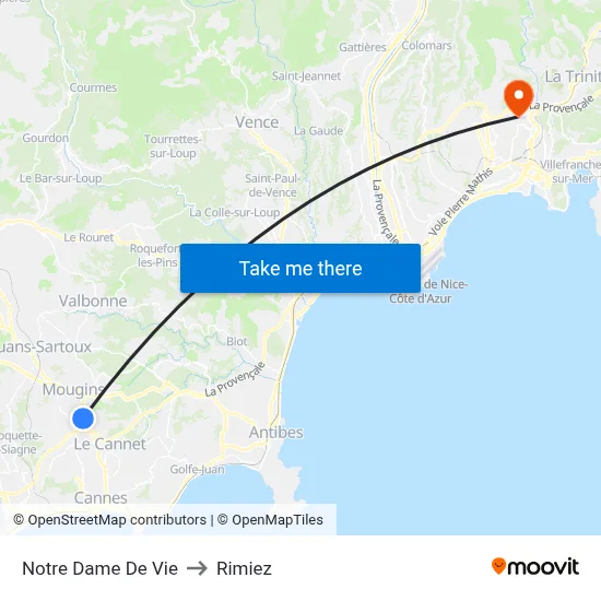 Notre-Dame De Vie to Rimiez map