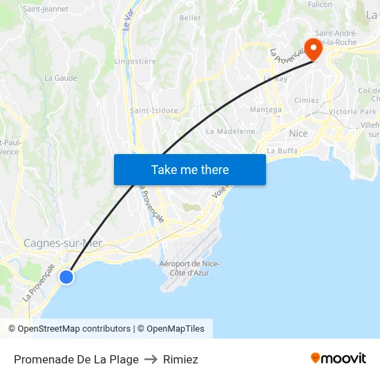 Promenade De La Plage to Rimiez map