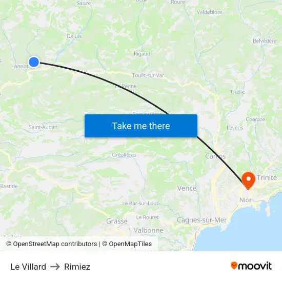 Le Villard to Rimiez map