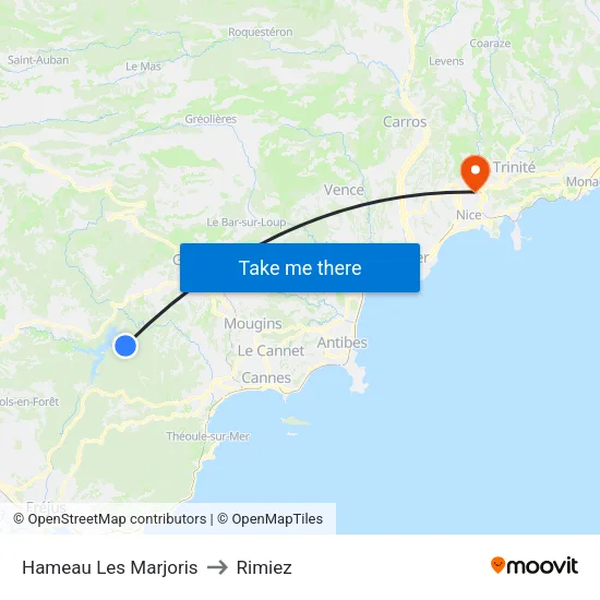 Hameau Les Marjoris to Rimiez map