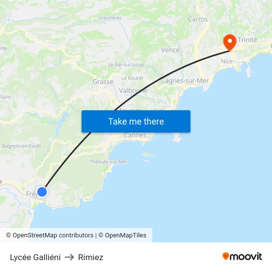 Lycée Galliéni to Rimiez map