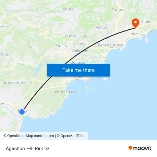Agachon to Rimiez map