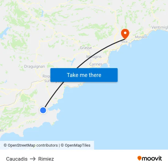 Caucadis to Rimiez map