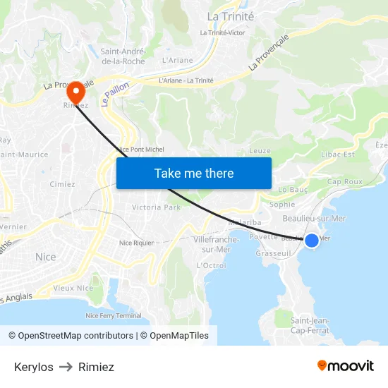 Kerylos to Rimiez map