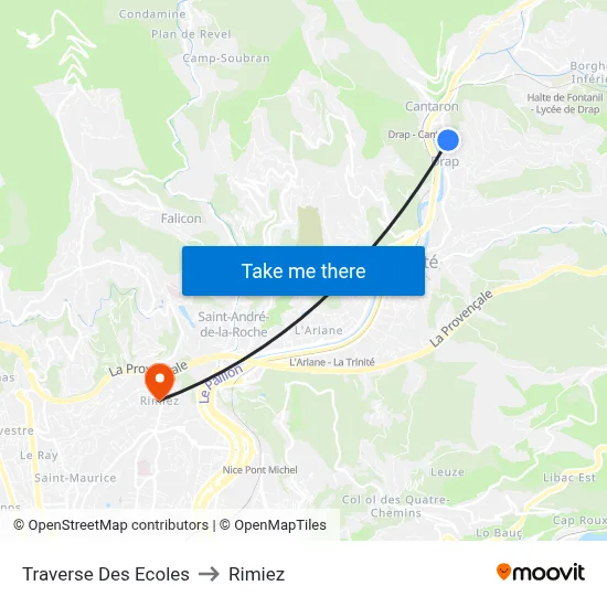 Traverse Des Ecoles to Rimiez map