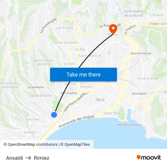 Ansaldi to Rimiez map