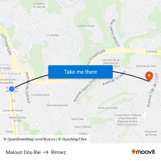 Maioun Dóu Rai to Rimiez map