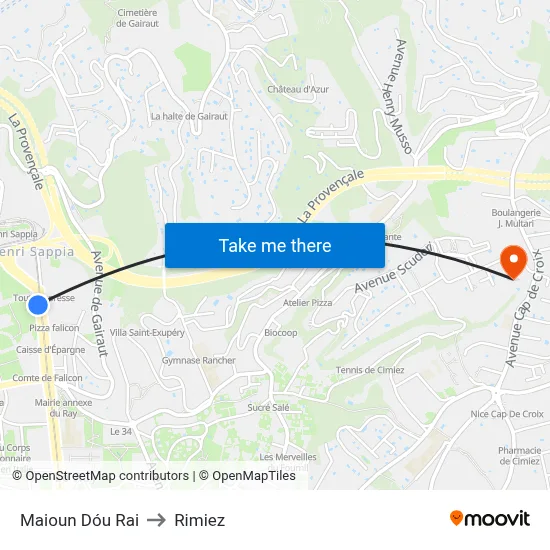 Maioun Dóu Rai to Rimiez map