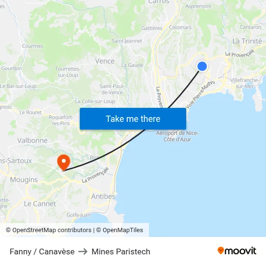 Fanny / Canavèse to Mines Paristech map