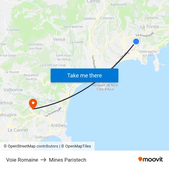 Voie Romaine to Mines Paristech map