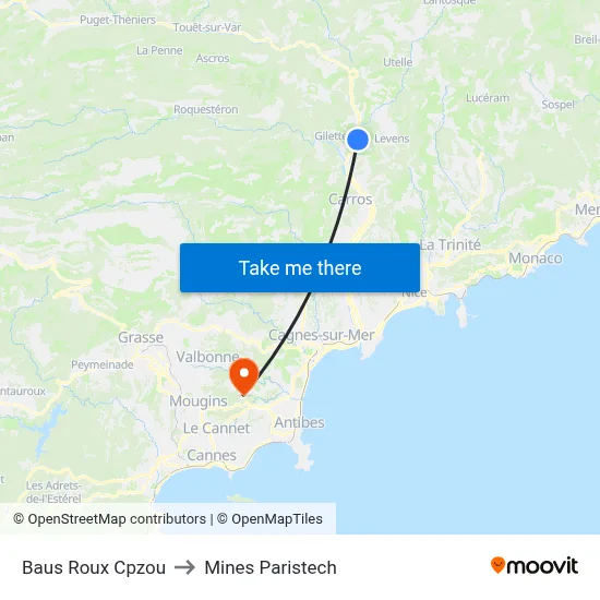 Baus Roux Cpzou to Mines Paristech map
