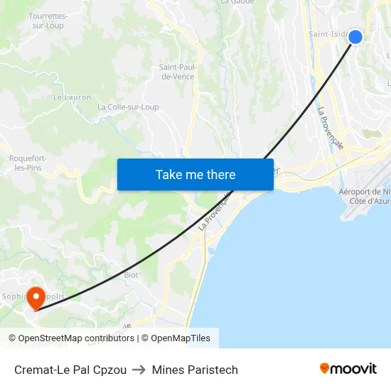 Cremat-Le Pal Cpzou to Mines Paristech map