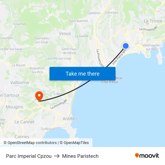 Parc Imperial Cpzou to Mines Paristech map