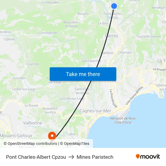 Pont Charles-Albert Cpzou to Mines Paristech map
