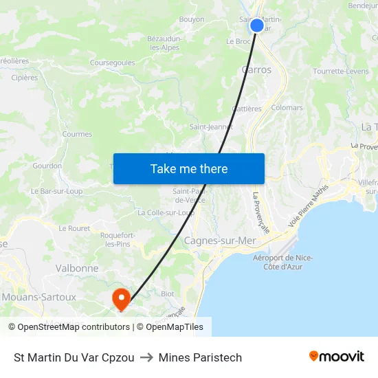 St Martin Du Var Cpzou to Mines Paristech map