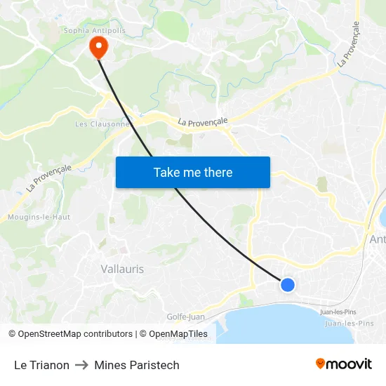 Le Trianon to Mines Paristech map