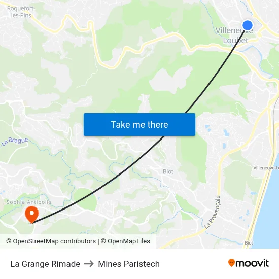 La Grange Rimade to Mines Paristech map
