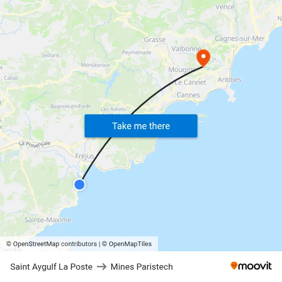 Saint Aygulf La Poste to Mines Paristech map