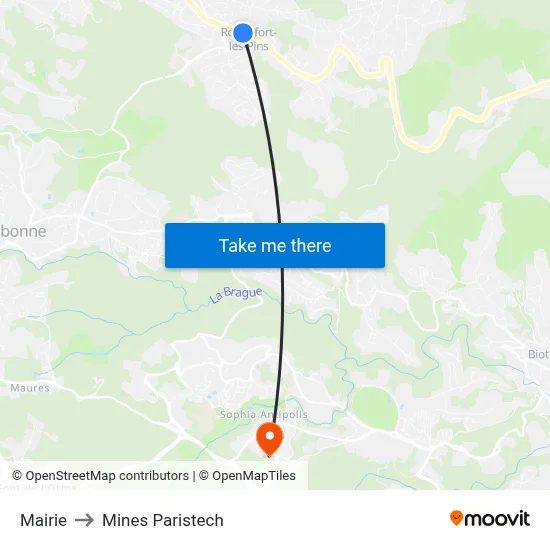 Mairie to Mines Paristech map