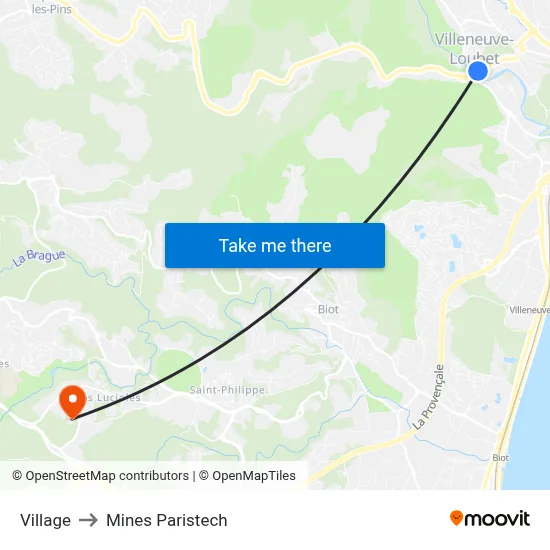 Village to Mines Paristech map