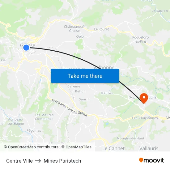 Centre Ville to Mines Paristech map