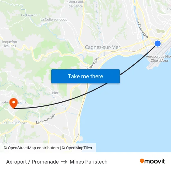 Aéroport / Promenade to Mines Paristech map