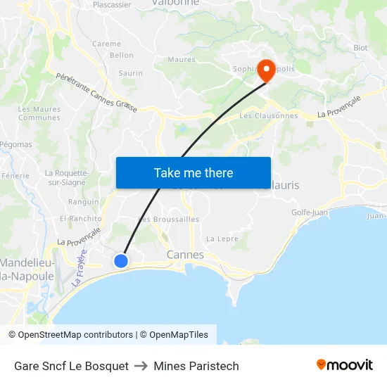 Gare Sncf Le Bosquet to Mines Paristech map